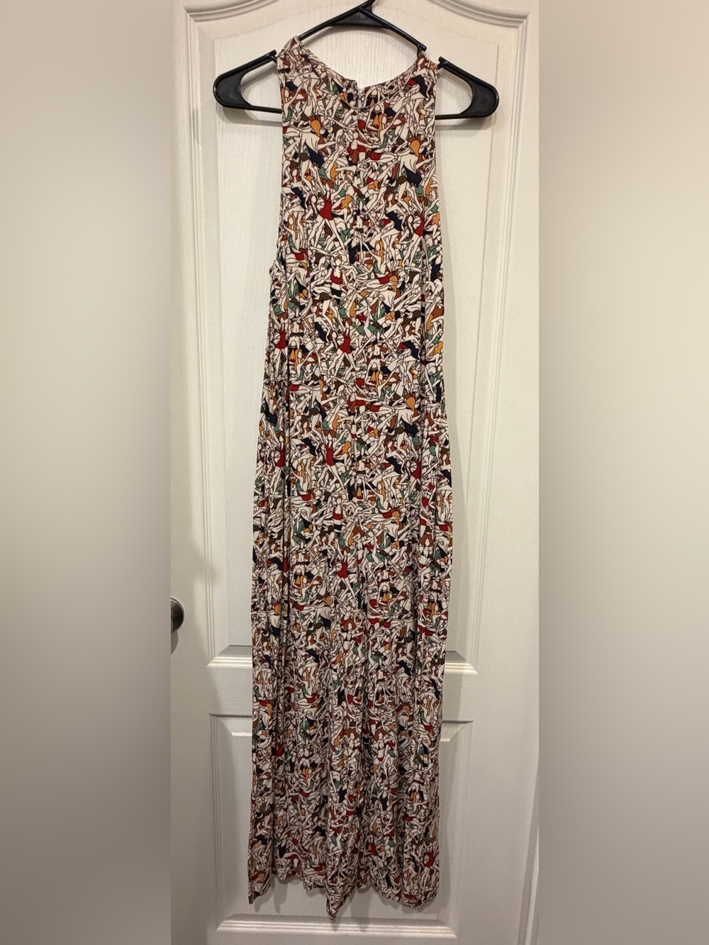 Sleeveless Printed Halter Jumpsuit in Cream Multicolor
